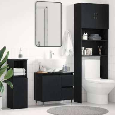 Ormar za lavabo-umivaonik, 65x33x60 cm, crni, konstruirano drvo