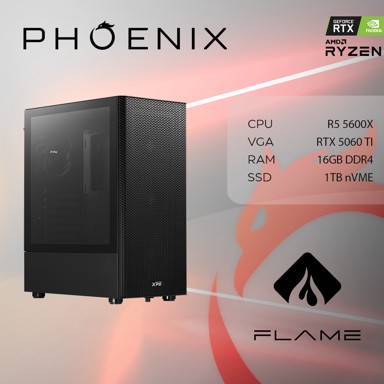 PHOENIX Stolno računalo FLAME X-500 / AMD Ryzen 5 5600X, 16GB, 1TB SSD, RTX 5060 Ti