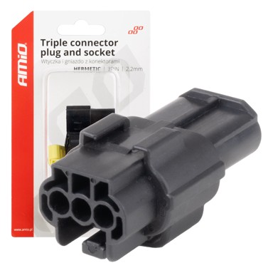 AMIO Konektor hermetički 3 PIN 2.2mm 04347, crna