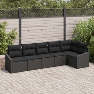 Set od 6 vrtnih sofa s jastučićima, poliratan, crni