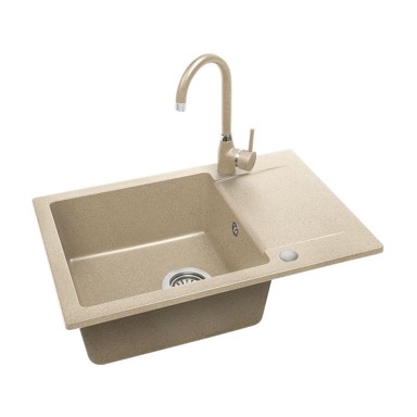 KUCHINOX Granitni sudoper s miješalicom i sifonom Laveo Celebs bež 65x44 cm