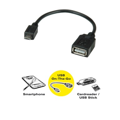 ROLINE USB adapter A-Micro B, 0.15 m, crni