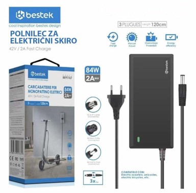 BESTEK Brzi punjač 3 u 1, za električni skuter, hoverboard i električni bicikl, 42 V/84 W