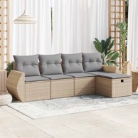 5-dijelni vrtni set sofa s jastucima bež od poliratana