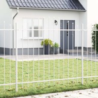 Ograde za vrt s vrhom u obliku luka 5.1x1.5 m čelik, bijela