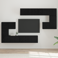 Set TV komoda s pohranom s vratima 8 komada, crni hrast