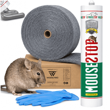 Set protiv miševa Mousestop brtvilo + čelična vuna 1kg + rukavice GRATIS!