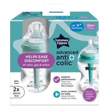 TOMMEE TIPPEE Plastična bočica anti-colic, 2x260 ml
