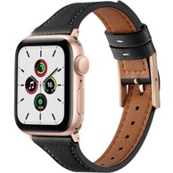Kožni remen za Apple Watch 1/2/3/4/5/6/7/8/9/10/11/SE/Ultra 1/2/3 42/44/45/46/49 mm, crni