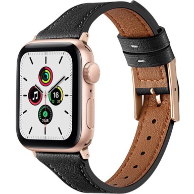 Kožni remen za Apple Watch 1/2/3/4/5/6/7/8/9/10/11/SE/Ultra 1/2/3 42/44/45/46/49 mm, crni