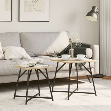 Stolić, 2 komada, sonoma hrast, drvo i metal