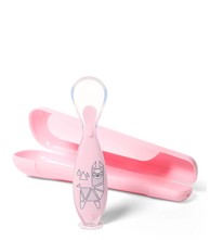 BABYONO Silikonska žlica s kutijicom, ružičasta