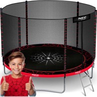 NEO-SPORT Vrtni trampolin 252 cm (8 ft) s vanjskom mrežom i ljestvama, crvena paukova mreža