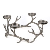 Svijećnjak u obliku adventskog vijenca, metalni, 51 x 51 x 19 cm, srebrni