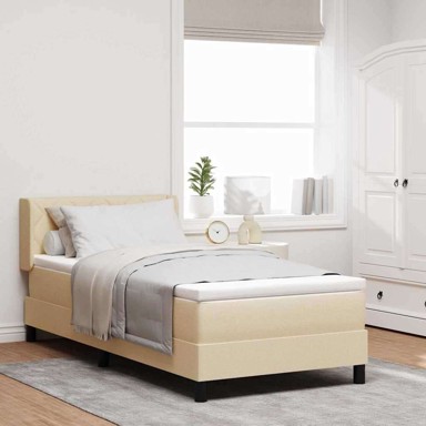 Boxspring krevet s madracem 90x190 cm, tkanina, krema
