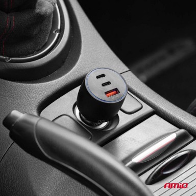 AMIO Auto punjač AMIO-04371, crni