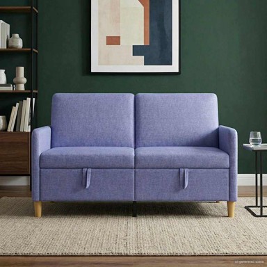 Sofa s pohranom 152 x 78 x 87 cm, poliester, traper plava