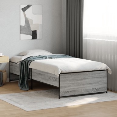 Okvir kreveta 100 x 200 cm od konstruiranog drva i metala, boja hrasta