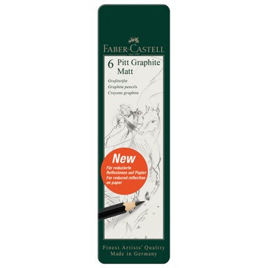 FABER-CASTELL Grafitna olovka Pitt Graphite Matt, 115207, 6 kom, metalna kutija