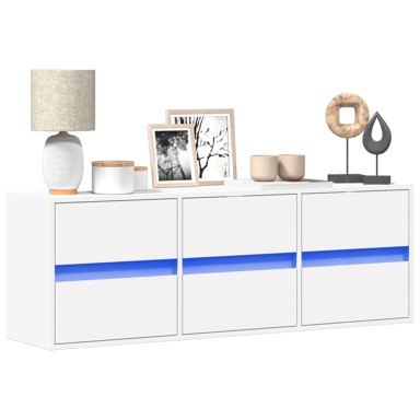 Zidni TV ormarić s LED svjetlima bijeli 130x31x45 cm