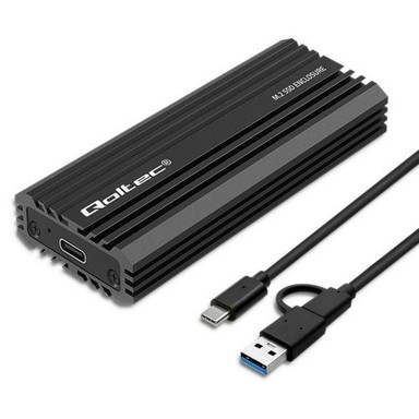 QOLTEC Vanjsko kućište 52270 NV2270, za M.2 SATA i NVMe SSD, USB-C, crno