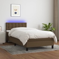 Krevet box spring s madracem LED tamnosmeđi 90x190 cm tkanina