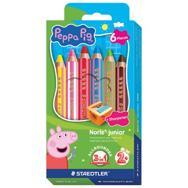 STAEDTLER Drvene boje Noris Junior Peppa Pig 3u1, jumbo, 6 boja
