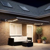 Ručni okvir tende s LED-ima 4,5 × 3,5 m, sivosmeđi