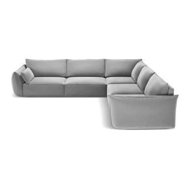 MAZZINI SOFAS Svijetlo siva baršunasti kutna garnitura Vanda, 286x286x85 cm