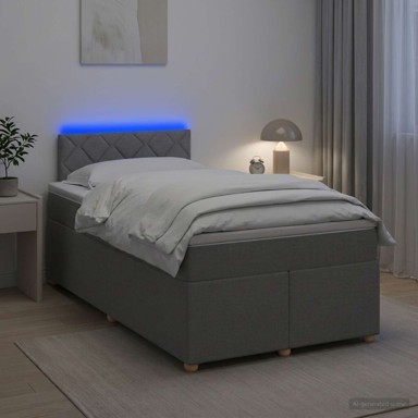 Boxspring krevet s madracem 120 x 190 cm tkanina dizajn s rombovima, svjetlosivi