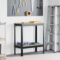 Radna klupa s policom 81 x 41 x 145 cm, konstruirano drvo, crna