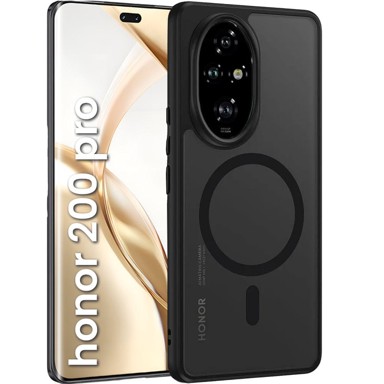 ERBORD Stražnja maskica za Honor 200 Pro, matt futrola, MagSafe, mat, crna
