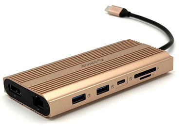 ORICO Docking stanica RGB, USB-C 3.1, 3x USB-A, USB-C (PD), 2x HDMI, DP, SD+TF, RJ45, AUX ružičasta