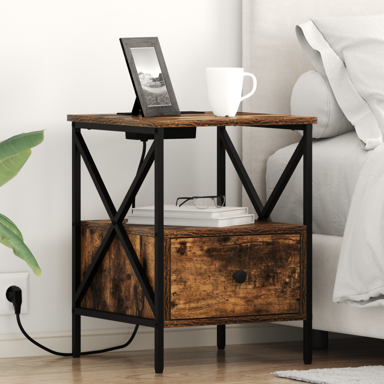 Noćni ormar s ladicama 41.5 x 40.5 x 55 cm, dimljeni hrast