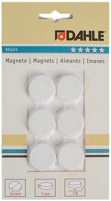 DAHLE Magneti Φ24 mm, bijeli, 6/1