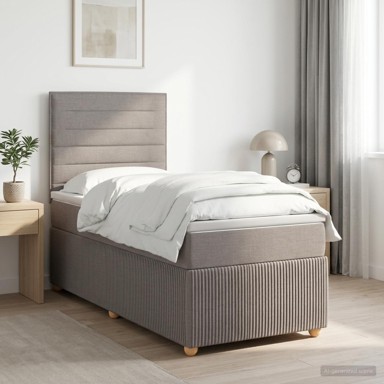 Boxspring krevet s madracem 100 x 200 cm, tkanina, sivosmeđi