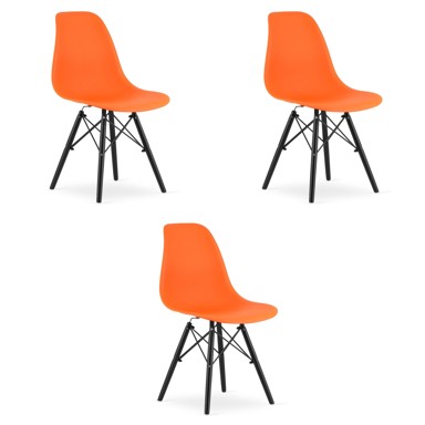 Set od 3 stolice, Osaka, narančasta tkanina crne noge