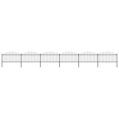 Vrtna ograda s ukrasnim kopljima (1,25-1,5) x 10,2 m čelična crna