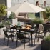MULTIGARDEN Vrtni stol, 140 x 80 cm, kaljeno staklo i otvor za suncobran, crni