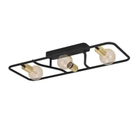 Stropna/zidna lampa Messinaro 900367, 3xE27, crna i mesing