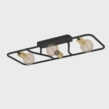 Stropna/zidna lampa Messinaro 900367, 3xE27, crna i mesing