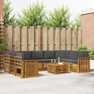 Set sofa, 10 kom, čvrsto drvo akacije, prirodna i antracit