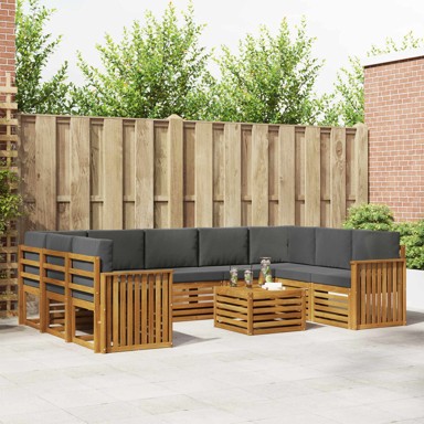 Set sofa, 10 kom, čvrsto drvo akacije, prirodna i antracit