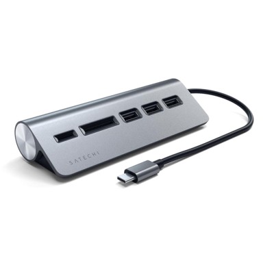 SATECHI USB hub ST-TCHCRM, USB-C, 3x USB-A, 1x microSD/SD, sivi