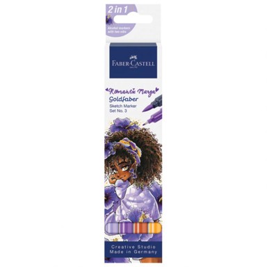 FABER-CASTELL Marker 164733, obostrani Sketch Goldfaber Romantic Manga 3, 4 boje, blister pakiranje