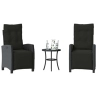 3-dijelni bistro set od poliratana s jastucima, crna