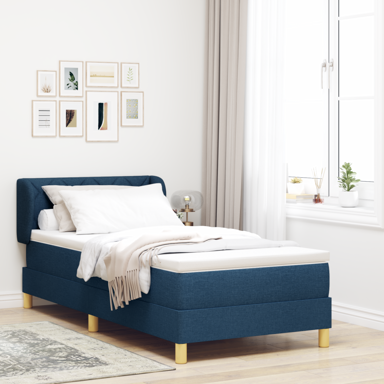 Box Spring krevet s madracem, plavi, 90x200 cm