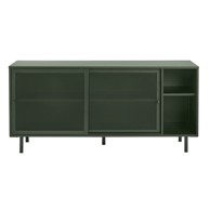 UNIQUE FURNITURE Tamno zelena metalna niska komoda s kliznim vratima, 160x75 cm Veep