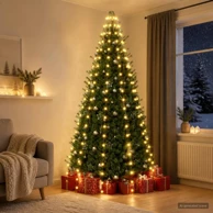 LED lampice za božićno drvce s daljinskim upravljačem, 210 LED, 210 cm, toplo bijelo svjetlo, USB, zelene