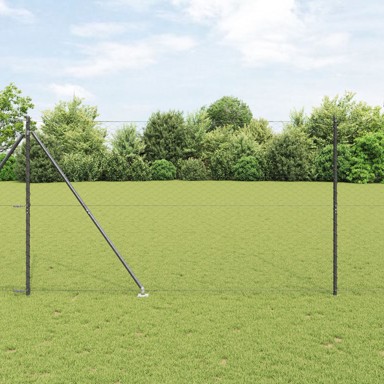 Set ograde, set od 2, metal, žica prekrivena PVC-om, 25 x 1,5 m, siva